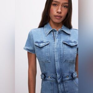 Good American Fit For Success JUMPSUIT Blue Jeans Women’s Size Small NIB